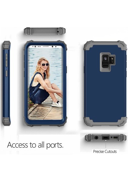 Samsung Galaxy S9 İçin Pc Yumuşak Tpu Bumper 3'ü 1 Arada Koruma ShockProof Kılıf (Yurt Dışından)