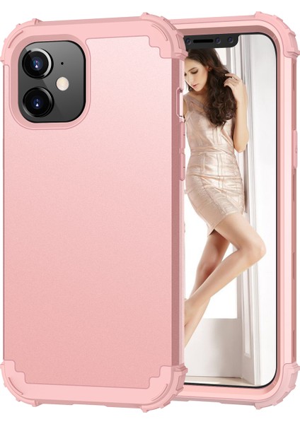 iPhone 12 Mini İçin Yumuşak Silikon Pc Bumper 3'ü 1 Arada ShockProof Korumalı Kılıf (Yurt Dışından)