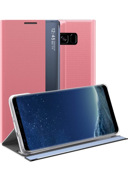 Samsung Galaxy S8 İçin İnce Flip Pu Deri Pencereli Standlı Kılıf (Yurt Dışından)