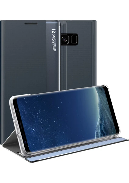 Samsung Galaxy S8 Plus İçin İnce Flip Pu Deri Pencereli Standlı Kılıf (Yurt Dışından)