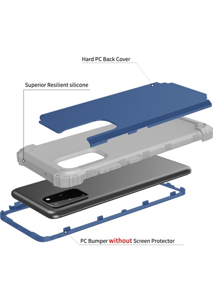 Samsung Galaxy S20 Plus İçin Yumuşak Silikon Pc Bumper 3'ü 1 Arada ShockProof Korumalı Kılıf (Yurt Dışından)
