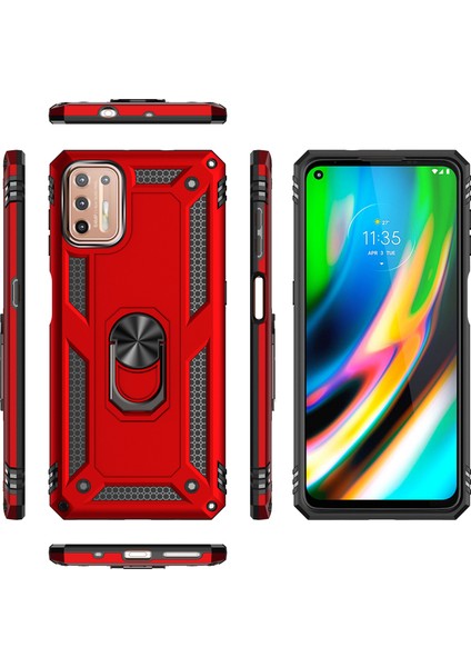 Motorola Moto G9 Plus İçin Çift Katmanlı Halkalı Standlı Kılıf (Yurt Dışından) fiyatları