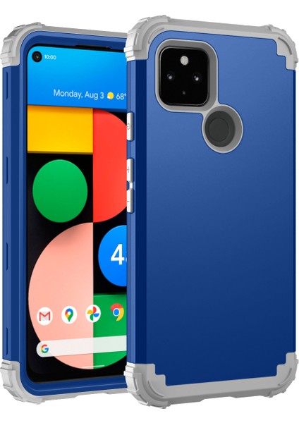 Google Pixel 4A 5G İçin Yumuşak Silikon Pc Bumper 3'ü 1 Arada ShockProof Korumalı Kılıf (Yurt Dışından)