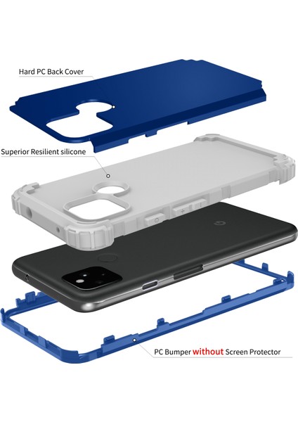 Google Pixel 4A 5G İçin Yumuşak Silikon Pc Bumper 3'ü 1 Arada ShockProof Korumalı Kılıf (Yurt Dışından) fırsatları