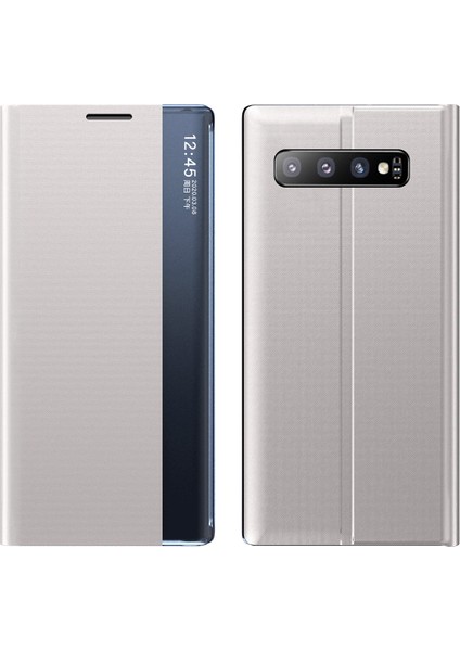 Samsung Galaxy S10 Plus İçin İnce Flip Pu Deri Pencereli Standlı Kılıf (Yurt Dışından)