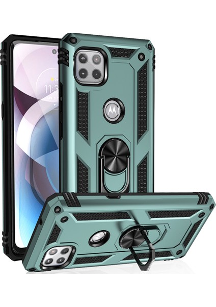 Motorola One 5G Ace İçin Çift Katmanlı Halkalı Standlı Kılıf (Yurt Dışından)
