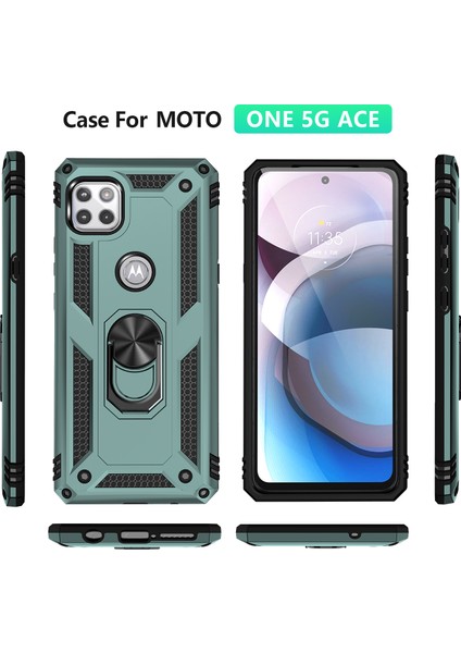 Motorola One 5G Ace İçin Çift Katmanlı Halkalı Standlı Kılıf (Yurt Dışından)