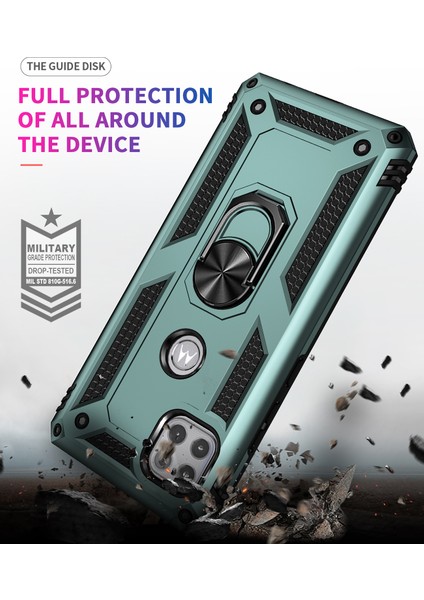 Motorola One 5G Ace İçin Çift Katmanlı Halkalı Standlı Kılıf (Yurt Dışından)