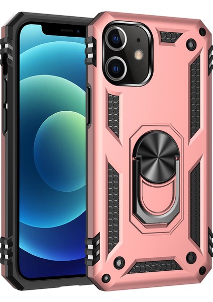 iPhone 12 Mini İçin Çift Katmanlı Halkalı Standlı Kılıf (Yurt Dışından)