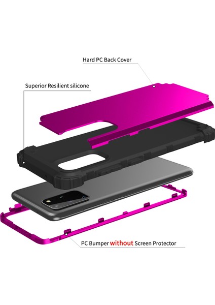 Samsung Galaxy S20 Plus İçin Yumuşak Silikon Pc Bumper 3'ü 1 Arada ShockProof Korumalı Kılıf (Yurt Dışından)