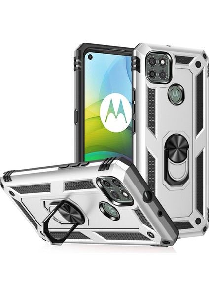 Motorola Moto G9 Power İçin Çift Katmanlı Halkalı Standlı Kılıf (Yurt Dışından)