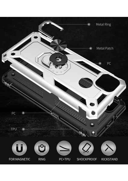 Motorola Moto G9 Power İçin Çift Katmanlı Halkalı Standlı Kılıf (Yurt Dışından) modelleri