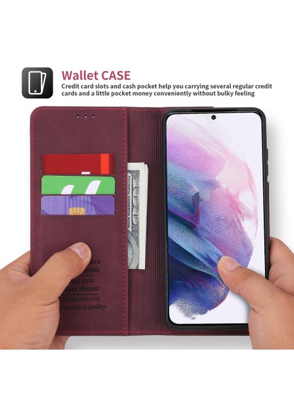 Samsung Galaxy S21 Plus 5G İçin Retro Deri Manyetik ShockProof Tpu Flip Standlı Kılıf (Yurt Dışından)