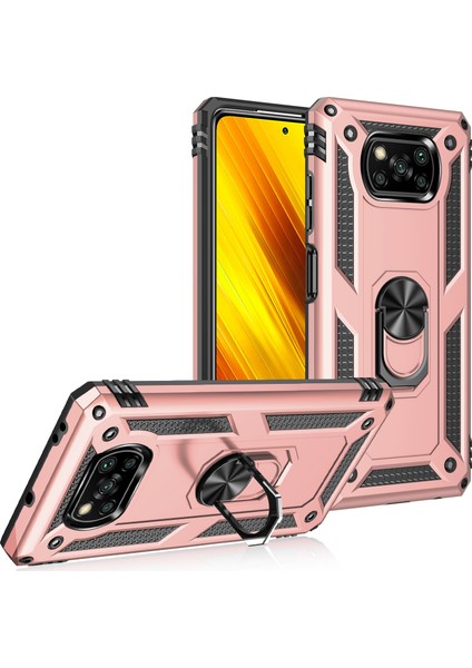 Xiaomi Poco X3 Nfc İçin Çift Katmanlı Halkalı Standlı Kılıf (Yurt Dışından)