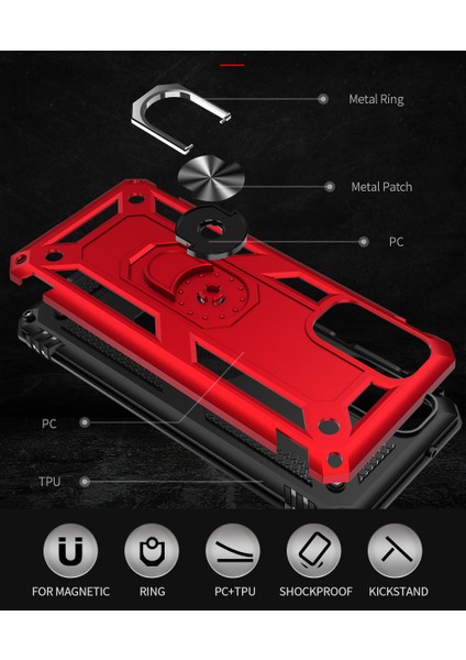 Samsung Galaxy S20 Fan Edition İçin Çift Katmanlı Halkalı Standlı Kılıf (Yurt Dışından) modelleri