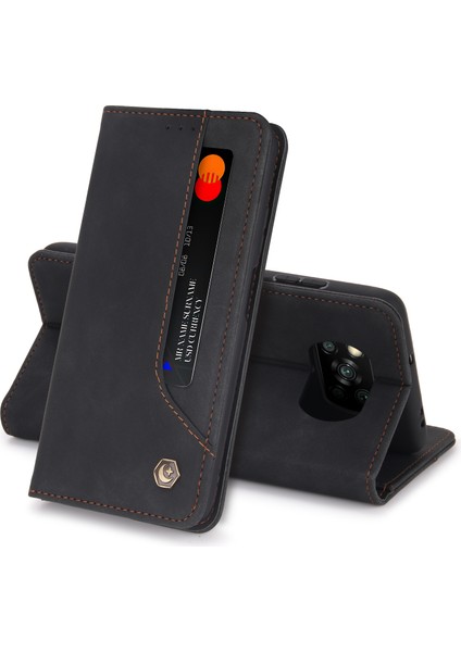 Xiaomi Poco X3 / Poco X3 Nfc İçin Retro Deri Manyetik ShockProof Tpu Flip Standlı Kılıf (Yurt Dışından)