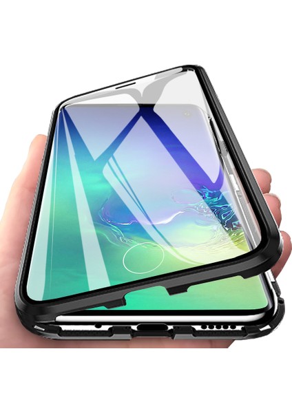 Samsung Galaxy S10 İçin Manyetik Metal Çerçeve Şeffaf Tam Kaplayıcı Kılıf (Yurt Dışından)