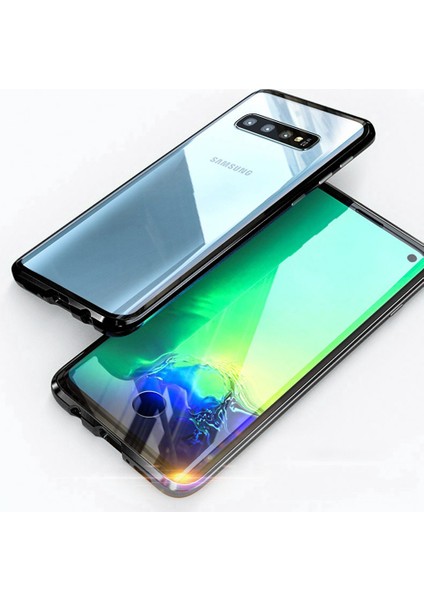 Samsung Galaxy S10 İçin Manyetik Metal Çerçeve Şeffaf Tam Kaplayıcı Kılıf (Yurt Dışından)