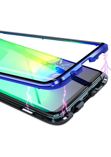 Samsung Galaxy S10 İçin Manyetik Metal Çerçeve Şeffaf Tam Kaplayıcı Kılıf (Yurt Dışından)