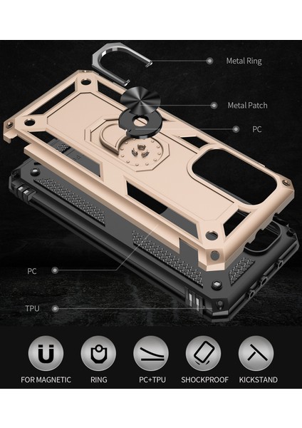 Xiaomi Mi 10T / Mi 10T Pro İçin Çift Katmanlı Halkalı Standlı Kılıf (Yurt Dışından)