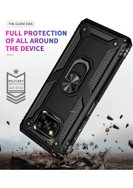 Xiaomi Poco X3 Nfc İçin Çift Katmanlı Halkalı Standlı Kılıf (Yurt Dışından)