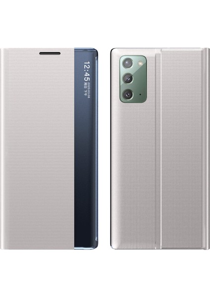 Samsung Galaxy Note 20 İçin İnce Flip Pu Deri Pencereli Standlı Kılıf (Yurt Dışından)