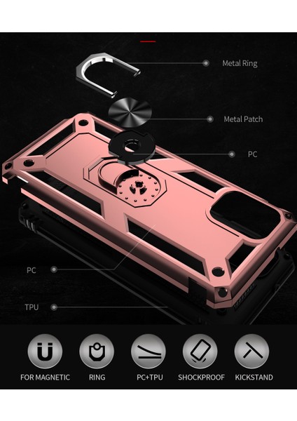 Motorola Moto G Stylus 2021 İçin Çift Katmanlı Halkalı Standlı Kılıf (Yurt Dışından) modelleri