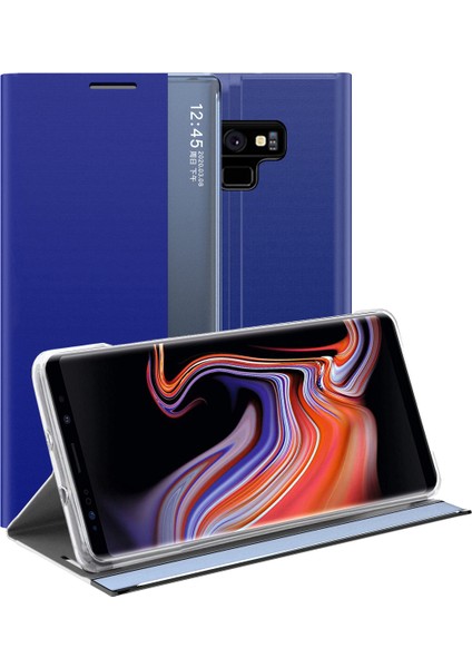 Samsung Galaxy Note 9 İçin İnce Flip Pu Deri Pencereli Standlı Kılıf (Yurt Dışından)