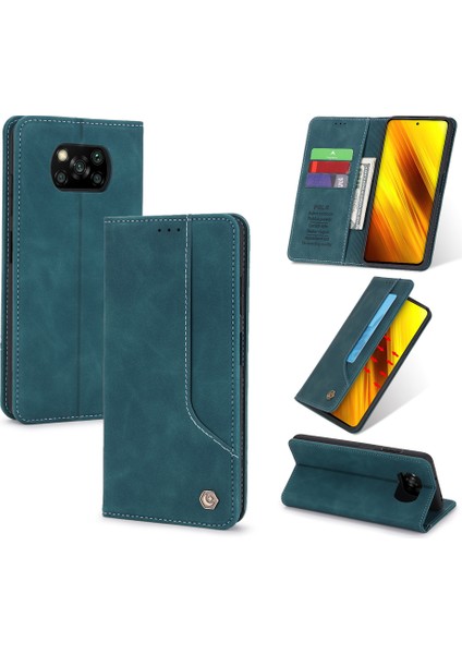 Xiaomi Poco X3 / Poco X3 Nfc İçin Retro Deri Manyetik ShockProof Tpu Flip Standlı Kılıf (Yurt Dışından)