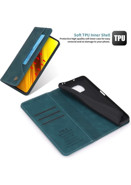 Xiaomi Poco X3 / Poco X3 Nfc İçin Retro Deri Manyetik ShockProof Tpu Flip Standlı Kılıf (Yurt Dışından)