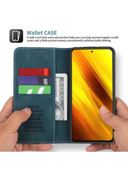 Xiaomi Poco X3 / Poco X3 Nfc İçin Retro Deri Manyetik ShockProof Tpu Flip Standlı Kılıf (Yurt Dışından)