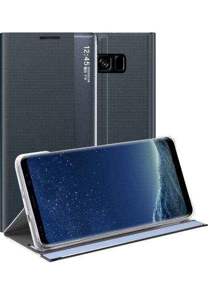 Samsung Galaxy S8 İçin İnce Flip Pu Deri Pencereli Standlı Kılıf (Yurt Dışından)