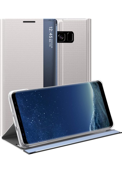 Samsung Galaxy S8 İçin İnce Flip Pu Deri Pencereli Standlı Kılıf (Yurt Dışından)