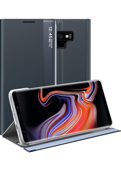 Samsung Galaxy Note 9 İçin İnce Flip Pu Deri Pencereli Standlı Kılıf (Yurt Dışından)