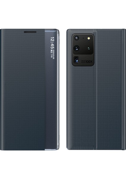 Samsung Galaxy S20 Ultra İçin İnce Flip Pu Deri Pencereli Standlı Kılıf (Yurt Dışından)