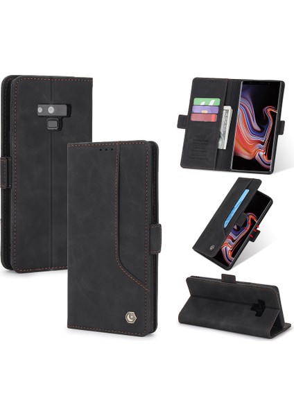 Samsung Galaxy Note 9 İçin Retro Deri Manyetik ShockProof Tpu Flip Standlı Kılıf (Yurt Dışından)