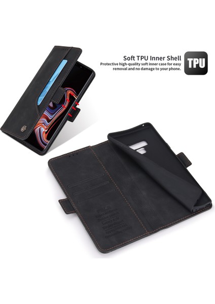 Samsung Galaxy Note 9 İçin Retro Deri Manyetik ShockProof Tpu Flip Standlı Kılıf (Yurt Dışından)