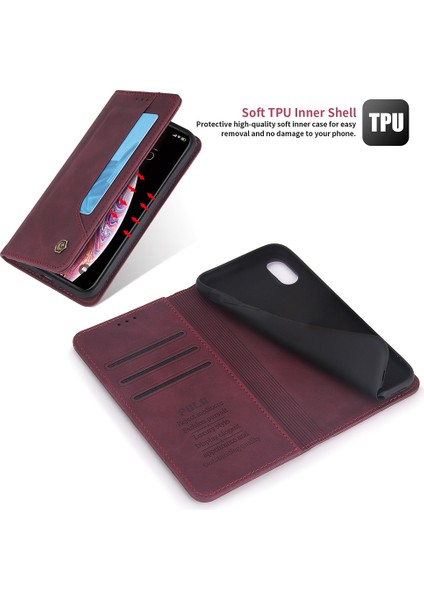 iPhone X / iPhone XS İçin Retro Deri Manyetik ShockProof Tpu Flip Standlı Kılıf (Yurt Dışından)