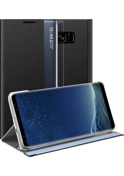 Samsung Galaxy S8 İçin İnce Flip Pu Deri Pencereli Standlı Kılıf (Yurt Dışından)