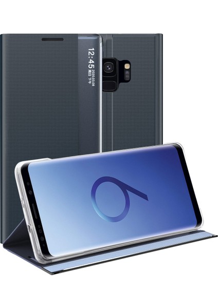 Samsung Galaxy S9 İçin İnce Flip Pu Deri Pencereli Standlı Kılıf (Yurt Dışından)