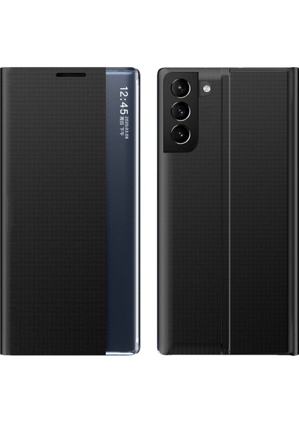 Samsung Galaxy S21 5G İçin İnce Flip Pu Deri Pencereli Standlı Kılıf (Yurt Dışından)