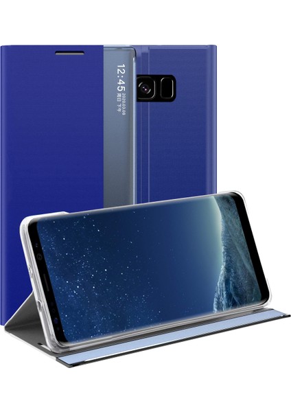 Samsung Galaxy S8 İçin İnce Flip Pu Deri Pencereli Standlı Kılıf (Yurt Dışından)