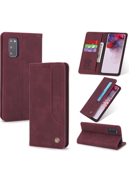 Samsung Galaxy S20 Fe / S20 Fe 5G İçin Retro Deri Manyetik ShockProof Tpu Flip Standlı Kılıf (Yurt Dışından)
