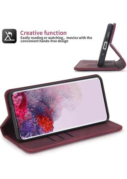 Samsung Galaxy S20 Fe / S20 Fe 5G İçin Retro Deri Manyetik ShockProof Tpu Flip Standlı Kılıf (Yurt Dışından)