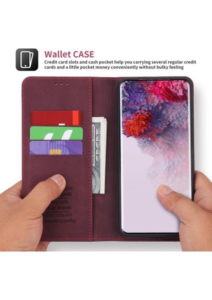 Samsung Galaxy S20 Fe / S20 Fe 5G İçin Retro Deri Manyetik ShockProof Tpu Flip Standlı Kılıf (Yurt Dışından)