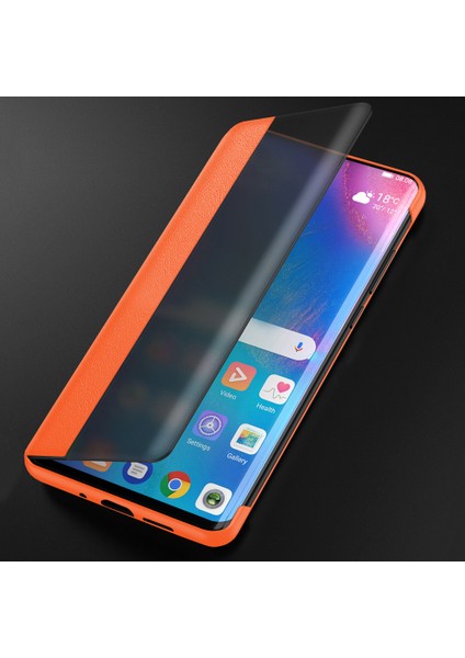 Huawei P30 İçin İnce Pencereli Flip Deri Full Korumalı Kılıf Kapaklı (Yurt Dışından)