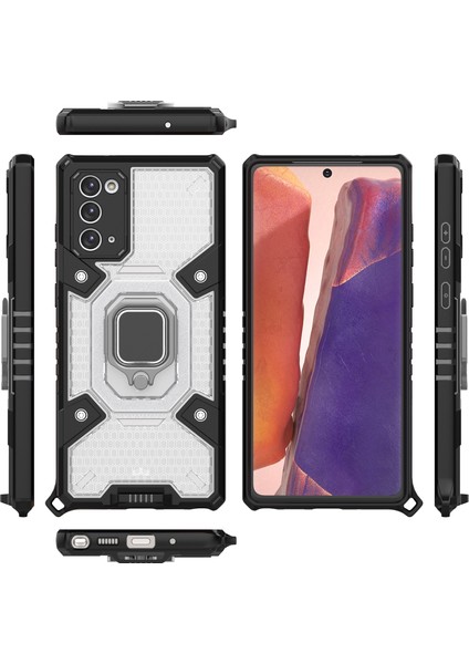Samsung Galaxy Note 20 İçin Şeffaf Pc Tpu Bumper Antishock Korumalı Halkalı Standlı Kılıf (Yurt Dışından) fiyatları
