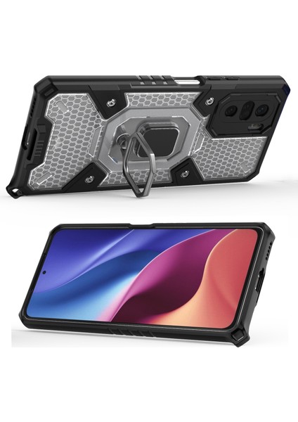 Xiaomi Redmi K40 / K40 Pro İçin Şeffaf Pc Tpu Bumper Antishock Korumalı Halkalı Standlı Kılıf (Yurt Dışından)