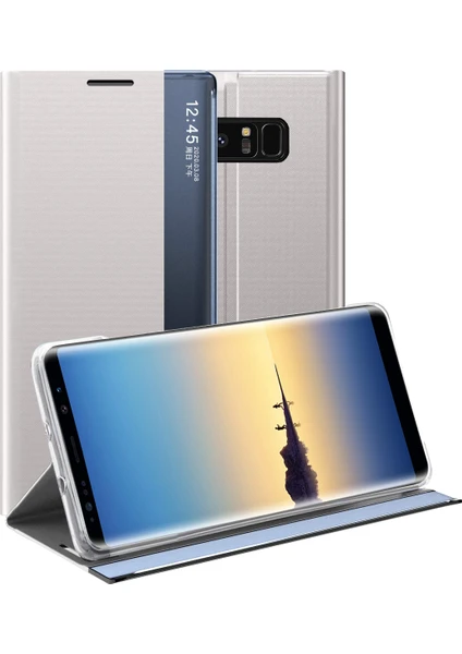 Samsung Galaxy Note 8 İçin İnce Flip Pu Deri Pencereli Standlı Kılıf (Yurt Dışından)