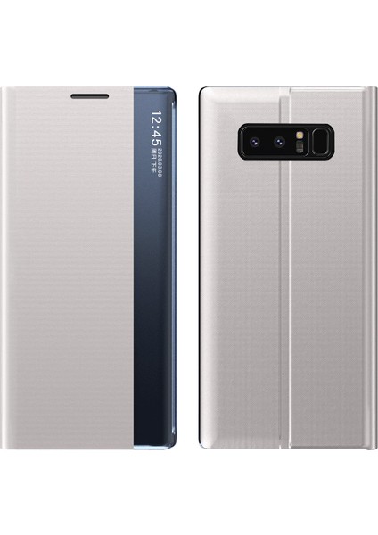 Samsung Galaxy Note 8 İçin İnce Flip Pu Deri Pencereli Standlı Kılıf (Yurt Dışından)